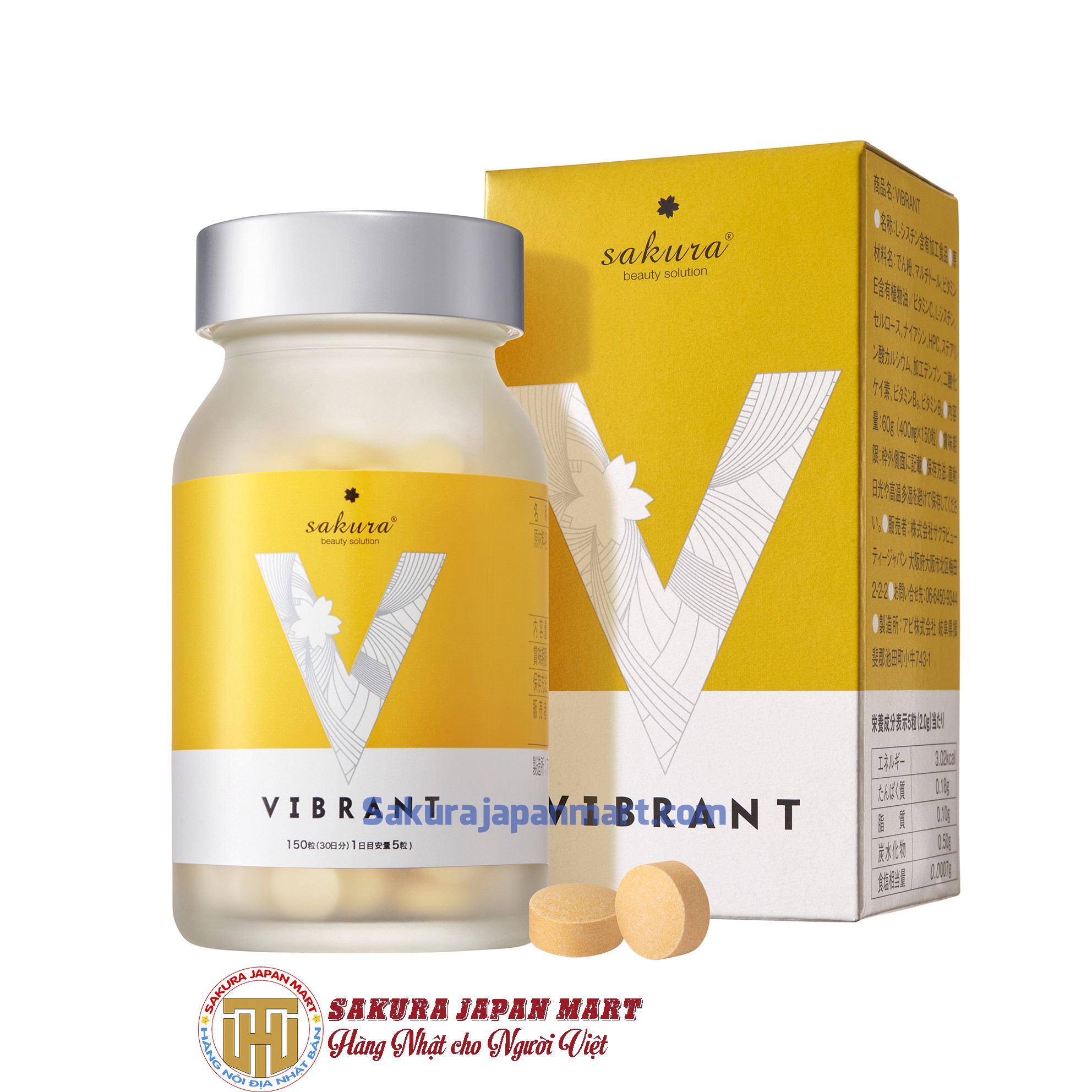 Viên uống trắng da, ngăn ngừa sạm nám Sakura Vibrant 150 viên